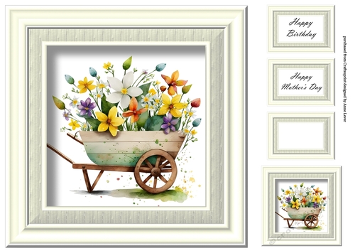 Simple Floral Watercolour Wheelbarrow 4