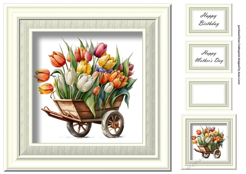 Simple Floral Watercolour Wheelbarrow 5