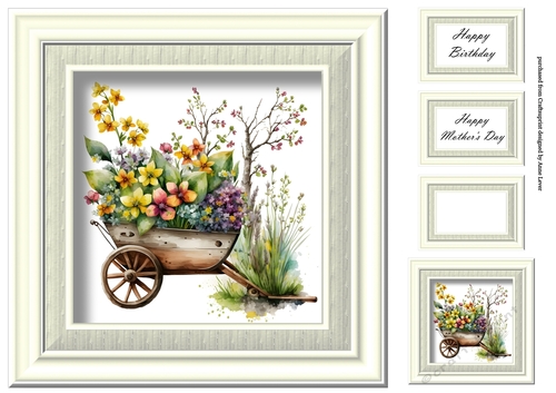 Simple Floral Watercolour Wheelbarrow 6