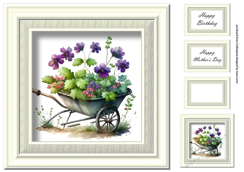 Simple Floral Watercolour Wheelbarrow 7