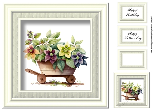 Simple Floral Watercolour Wheelbarrow 8