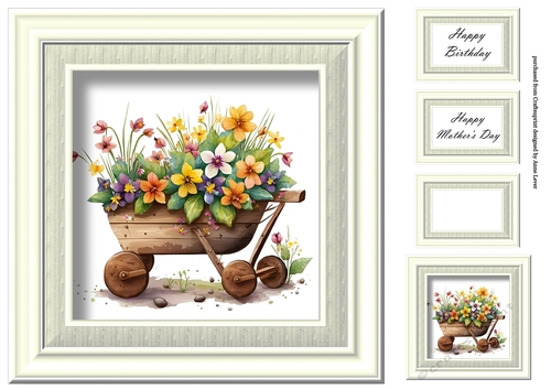 Simple Floral Watercolour Wheelbarrow 9