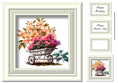 Simple Floral Watercolour Wheelbarrow 10