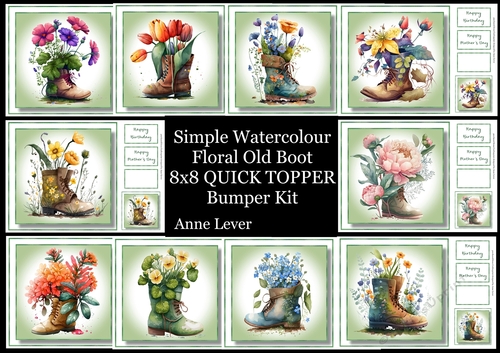 Simple Watercolour Floral Old Boot Bumper Kit