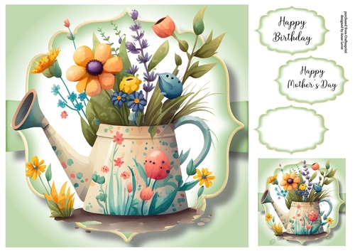 Simple Watercolour Floral Watering Can 5