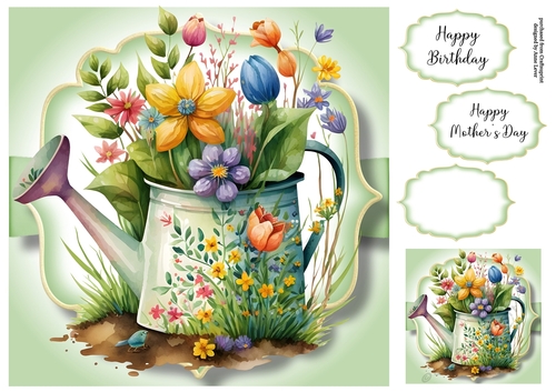 Simple Watercolour Floral Watering Can 9