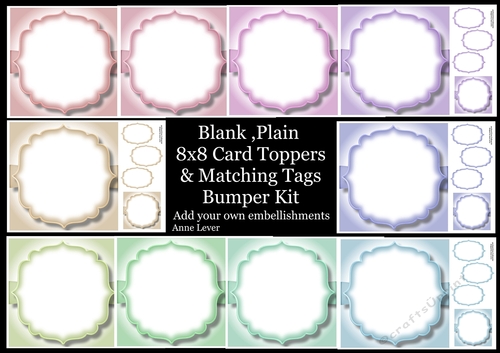 Blank, Plain 8x8 Card Toppers & Matching Tags Bumper Kit