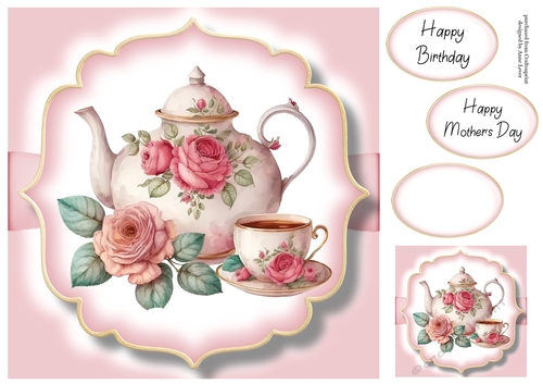 Simple Watercolour Floral Teapot 1