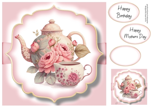 Simple Watercolour Floral Teapot 4