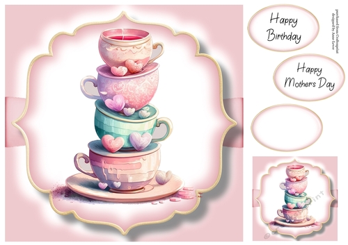 Simple Watercolour Floral Teacups 3
