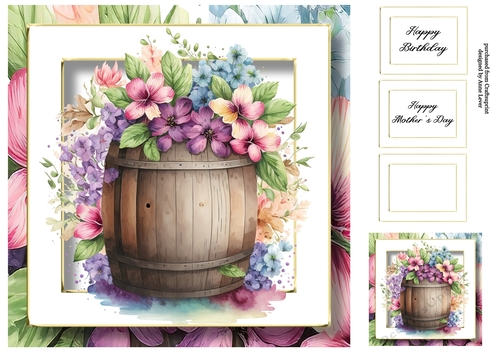 Beautiful Barrel Of Flowers 4 8x8