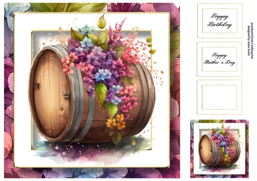 Beautiful Barrel Of Flowers 3 8x8