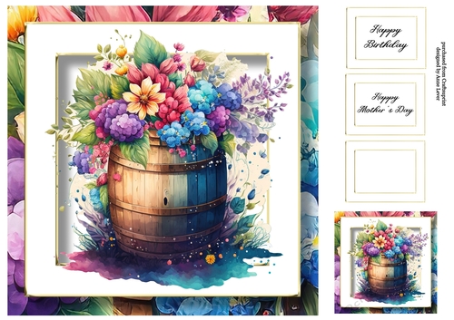 Beautiful Barrel Of Flowers 2 8x8