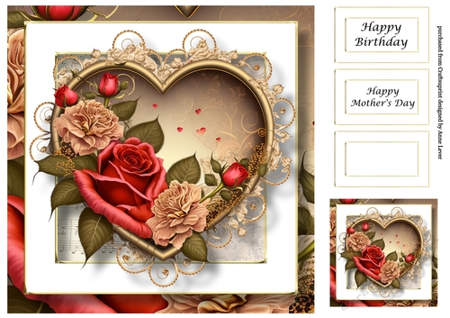 Gorgeous Vintage Heart 6 8x8
