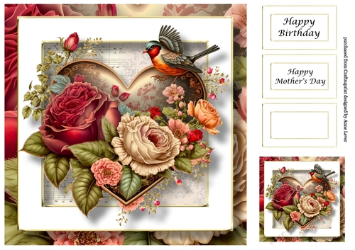Gorgeous Vintage Heart 5 8x8