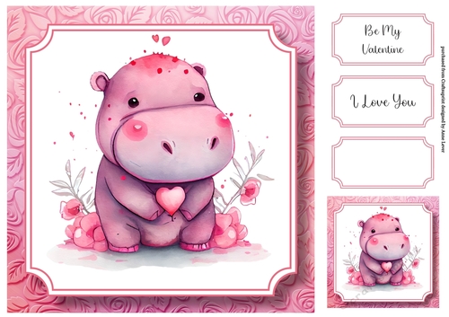Cute Baby Animal Valentine - Hippo