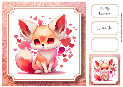 Cute Baby Animal Valentine - Fennec Fox