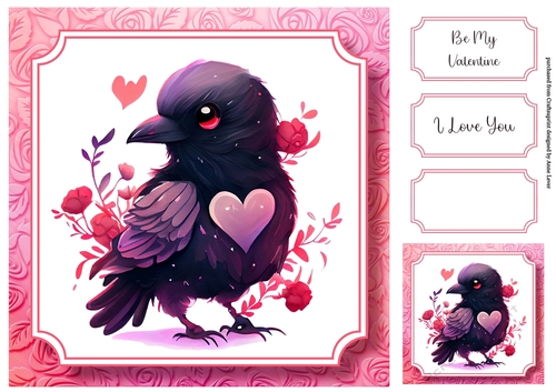 Cute Baby Animal Valentine - Crow