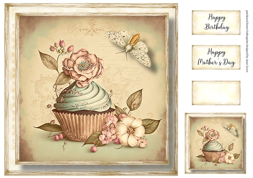 Simple Vintage Floral Cupcake 1