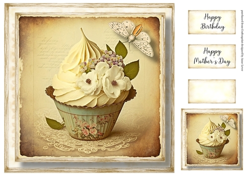 Simple Vintage Floral Cupcake 3