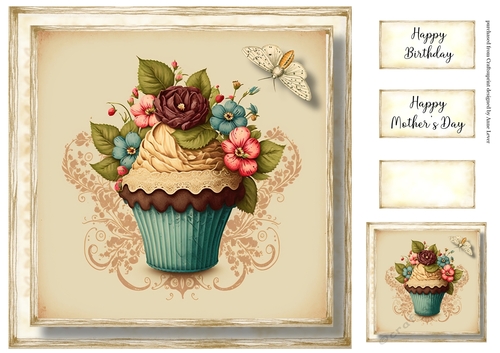 Simple Vintage Floral Cupcake 6