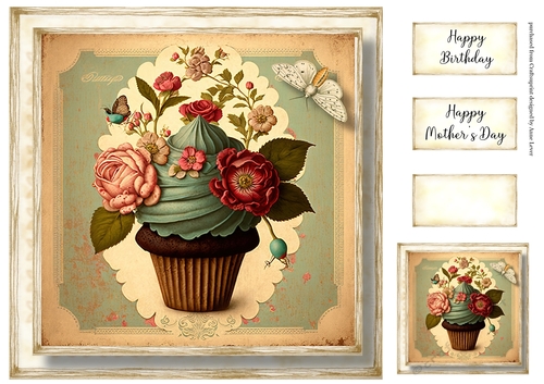 Simple Vintage Floral Cupcake 7