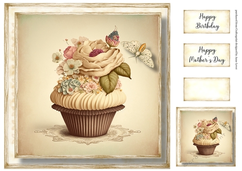 Simple Vintage Floral Cupcake 10