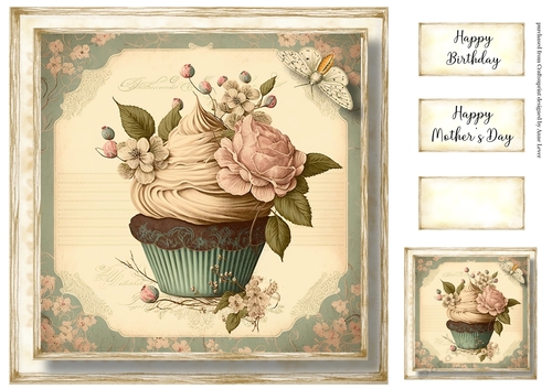 Simple Vintage Floral Cupcake 11