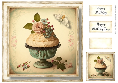 Simple Vintage Floral Cupcake 12