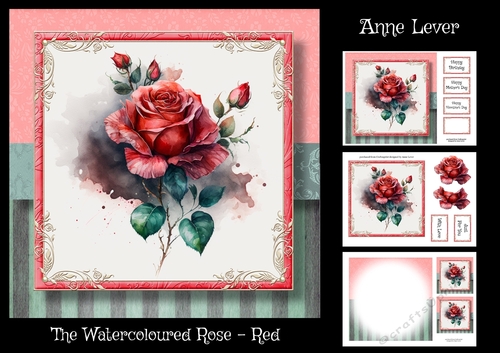 The Watercoloured Rose - Red