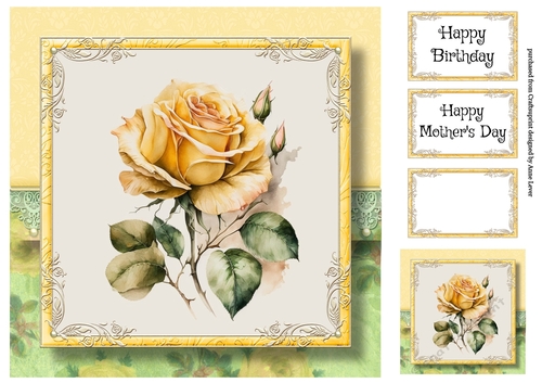 The Watercoloured Rose - Yellow 8x8