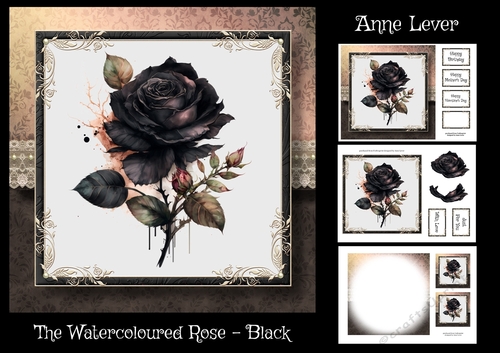 The Watercoloured Rose - Black
