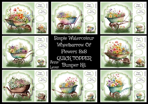Simple Watercolour Wheelbarrow Of Flowers Bumper Kit