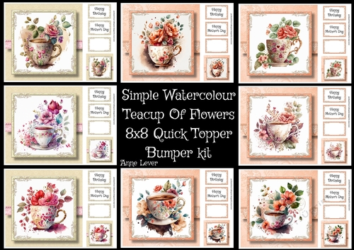Simple Watercolour Teacup Of Flowers Bumper Kit