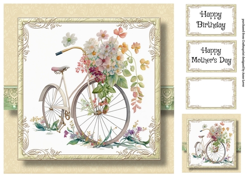 Simple Watercolour Floral Bicycle 3