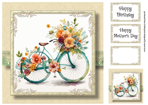 Simple Watercolour Floral Bicycle 4