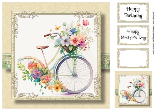 Simple Watercolour Floral Bicycle 5