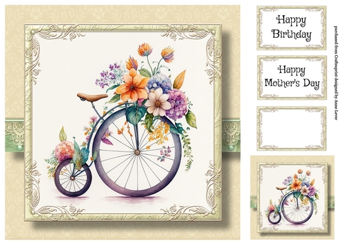 Simple Watercolour Floral Bicycle 6