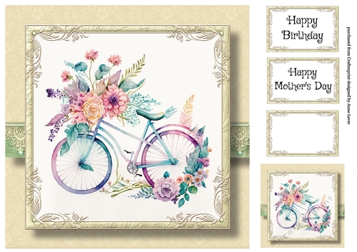 Simple Watercolour Floral Bicycle 7