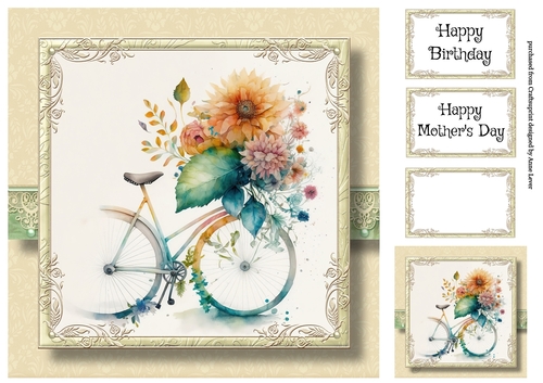 Simple Watercolour Floral Bicycle 8