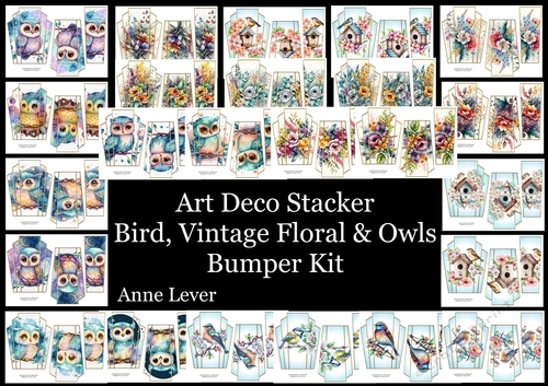 Art Deco Stacker Birds, Vintage Floral & Owls Bumper Kit