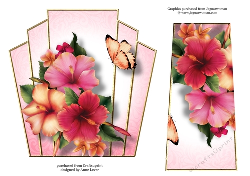 7x7 Art Deco Floral Stacker - Hibiscus