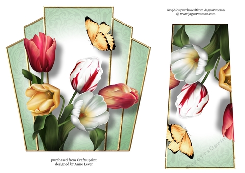 7x7 Art Deco Floral Stacker - Tulips