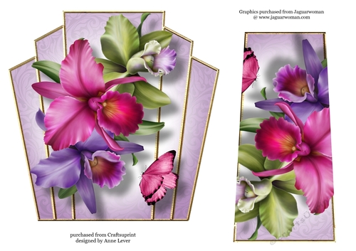 7x7 Art Deco Floral Stacker - Orchids