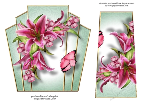 7x7 Art Deco Floral Stacker - Stargazer Lilies