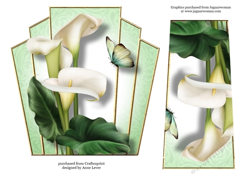 7x7 Art Deco Floral Stacker - White Calla Lilies