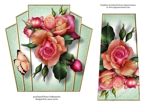 7x7 Art Deco Floral Stacker - Persian Roses