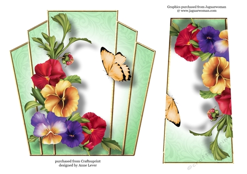 7x7 Art Deco Floral Stacker - Pansies