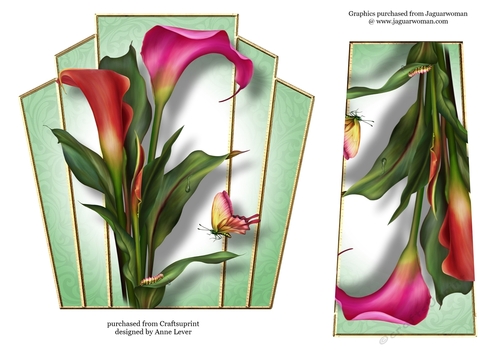 7x7 Art Deco Floral Stacker - Hot Calla Lilies