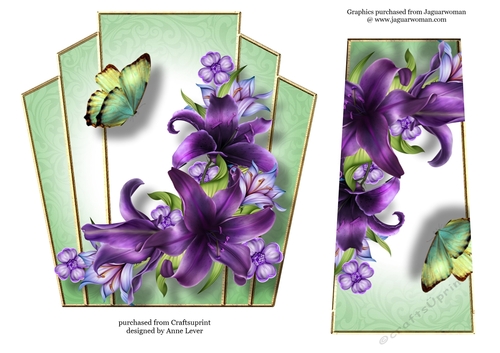 7x7 Art Deco Floral Stacker - Purple Lilies